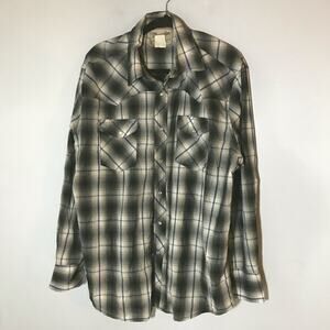 Wrangler vintage pearl snap western rodeo long sleeve button up shirt cowboy M/L
